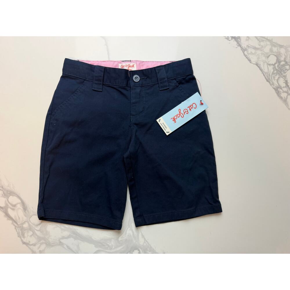 Cat & Jack Girls Navy Uniform Shorts Size 5 Adjustable Waist NWT